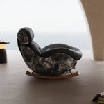 Load image into Gallery viewer, Modern Rocking Lounge Chair with Leather Cushion and Walnut Rocker Base
