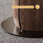 Load image into Gallery viewer, 53.1&quot; Modern Dining Table with Marble-Like Stone Top and Sculptural Wooden Base
