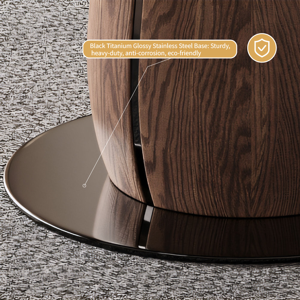 53.1" Modern Dining Table with Marble-Like Stone Top and Sculptural Wooden Base