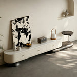 Load image into Gallery viewer, 86.6" Modern Walnut TV Stand Curved Edge Media Console Low Profile Entertainment Center
