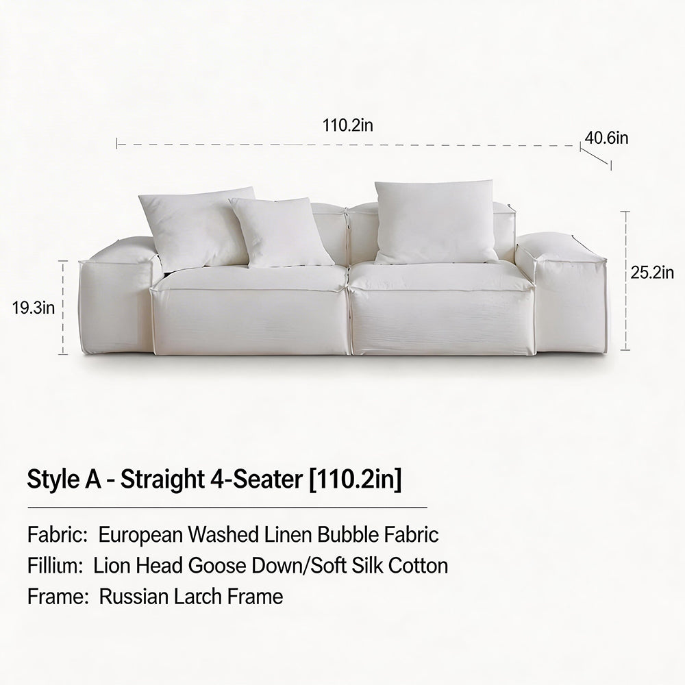 Modern Modular Sectional Sofa Removable Washable Cover Cream Upholstery Minimalist Low Profile Design
