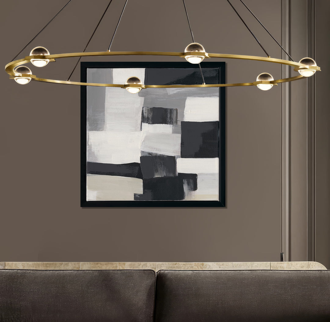 Original handmade abstract painting in black, white, grey, and beige tones, minimalist geometry adding serene artistry to any space.