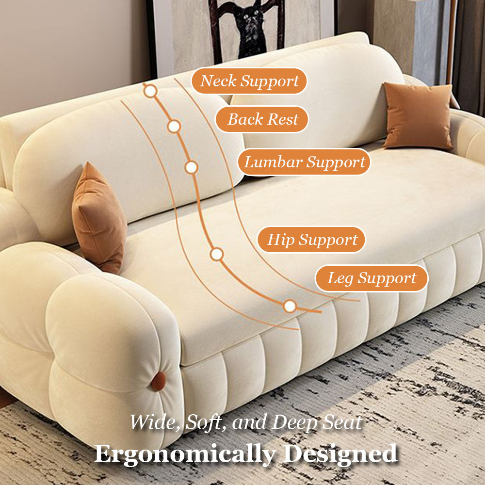 74.8" Luxurious Modern Convertible Sofa Bed Cream White 2-in-1 Multifunctional Fold-Out Sleeper for Elegant Living Spaces