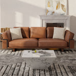 Load image into Gallery viewer, 110" Modern 4-Seater Leather Sofa Luxury Comfort with High-Density Foam Solid Wood Frame &amp; Brushed Stainless-Steel Accents
