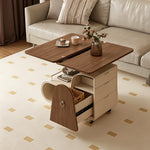 Load image into Gallery viewer, Modern Extendable Coffee Table with Walnut Finish Top and Hidden Storage Rolling Table
