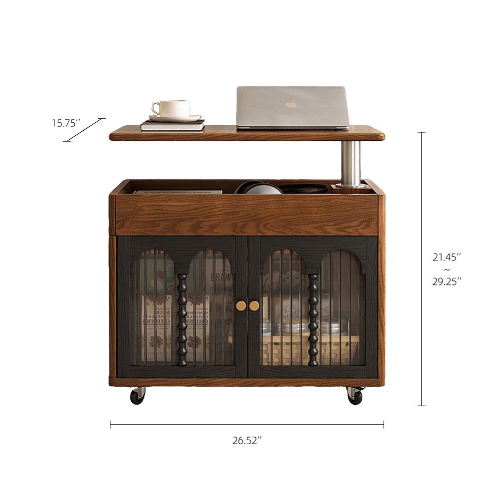 46''Vintage Flip-Top Coffee Table with Storage | Solid Wood Texture + Hidden Drawer + Castor Wheels