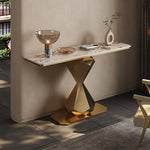 Load image into Gallery viewer, Luxe Gold Accent Console Table for Modern Entryways

