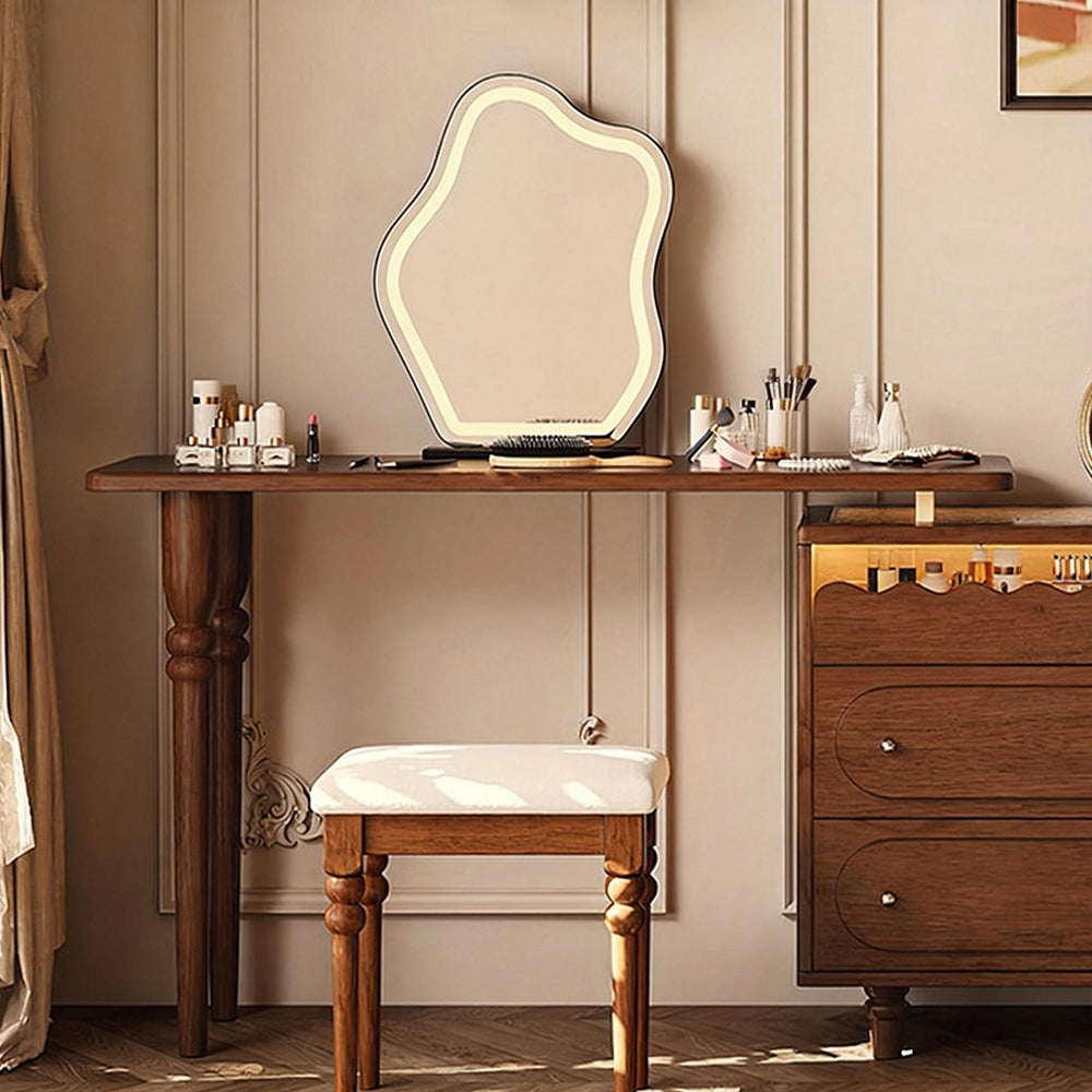 Vintage Solid Wood Shoe Cabinet with Extendable Tabletop Mid-Century Entryway Storage Console with Drawers