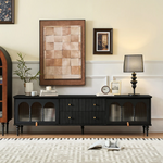 Load image into Gallery viewer, 70.87&quot; Mid-Century Ribbed TV Console Natural Red Oak Retro Wood Finish Fluted Design
