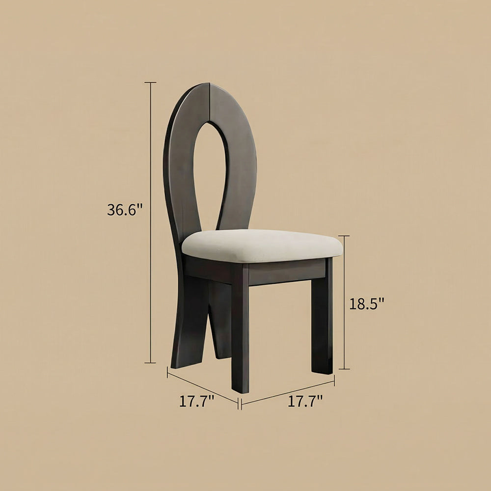 Modern Sculptural Dining Chair Set of 2 Solid Wood Frame Upholstered Seat Curved Loop Back Accent Chair