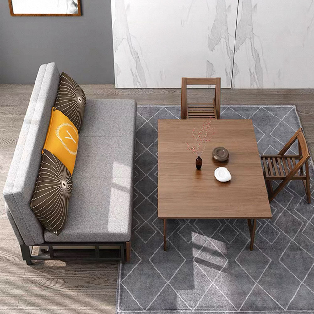 Solid Wood Convertible Sofa Bed with Storage & Dining Table Function Foldable Multi-Functional Sofa for Modern Living