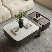 Modern Lift Top Coffee Table with Storage Microcrystalline Stone Surface Multifunctional Wooden Center Table
