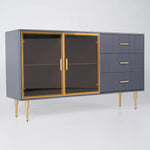 Load image into Gallery viewer, Modern Sideboard Cabinet Marble Top Glass Doors Gold Frame Storage with Drawers
