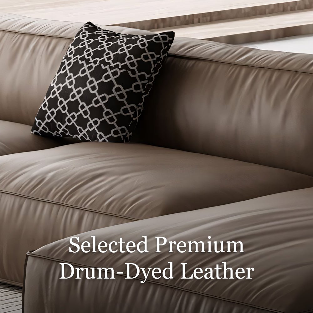 Modern Modular Top-Grain Leather Sectional Sofa