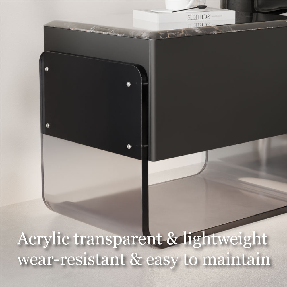 Sleek Smart Nightstand with Acrylic Base and Motion Sensor LED Lighting