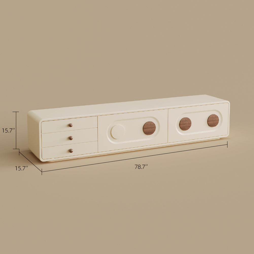 Modern Minimalist Living Room Furniture Set Cream TV Stand and Oval Coffee Table Combination