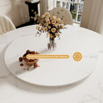 Load image into Gallery viewer, Round Dining Table Lazy Susan Marble Effect Gold X Metal Base Perfect for 4-6 People
