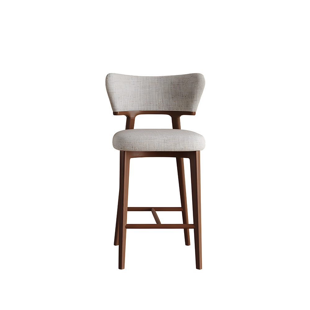 Modern Upholstered Bar Stool with Curved Backrest and Wood Frame 1 Piece