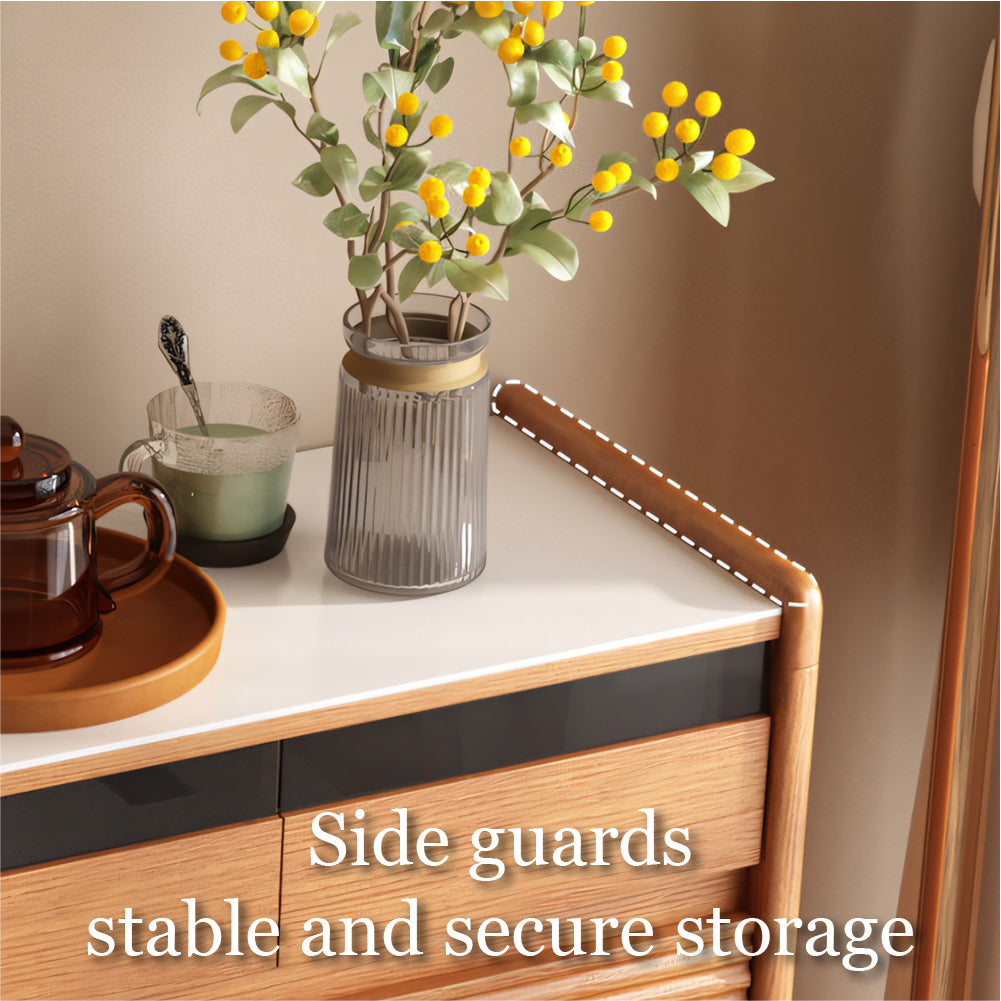 Modern Wood Shoe Cabinet with Doors Natural Entryway Storage Organizer with Open Shelf