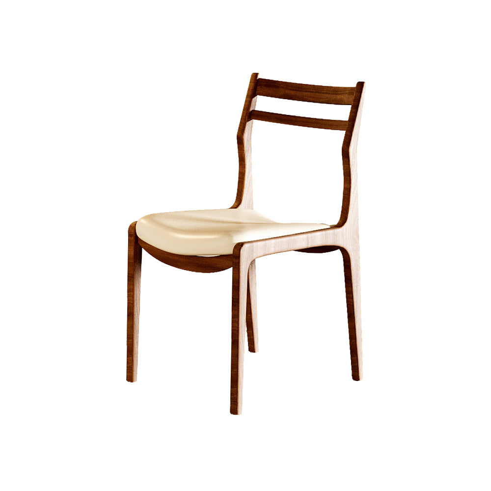 2PCS Wooden Dining Chair Ergonomic Backrest Minimalist Design Soft Leather Seat