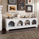 Load image into Gallery viewer, Modern Low-Profile TV Cabinet with Arched Glass Doors Freestanding Storage Console
