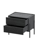 Load image into Gallery viewer, Modern Nightstand with Black Metal Legs Natural Wood Finish &amp; Spacious Drawer
