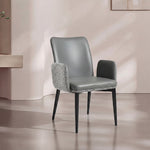 Load image into Gallery viewer, Modern Gray Upholstered Dining Chair with Armrests and Black Legs 1 Piece
