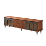 Load image into Gallery viewer, 70.87&quot; Mid-Century Ribbed TV Console Natural Red Oak Retro Wood Finish Fluted Design
