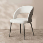 Load image into Gallery viewer, Modern Cream Dining Chair with Curved Open Back and Metal Legs 1 Piece
