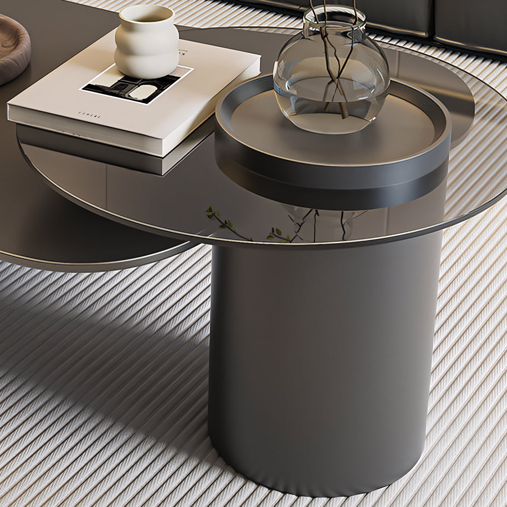 Modern Irregular Coffee Table Set Cloud-Shaped with Glass Accent Top Sculptural Base for Contemporary Living Rooms