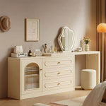 Load image into Gallery viewer, Modern Cream Vanity Desk with Storage Drawers
