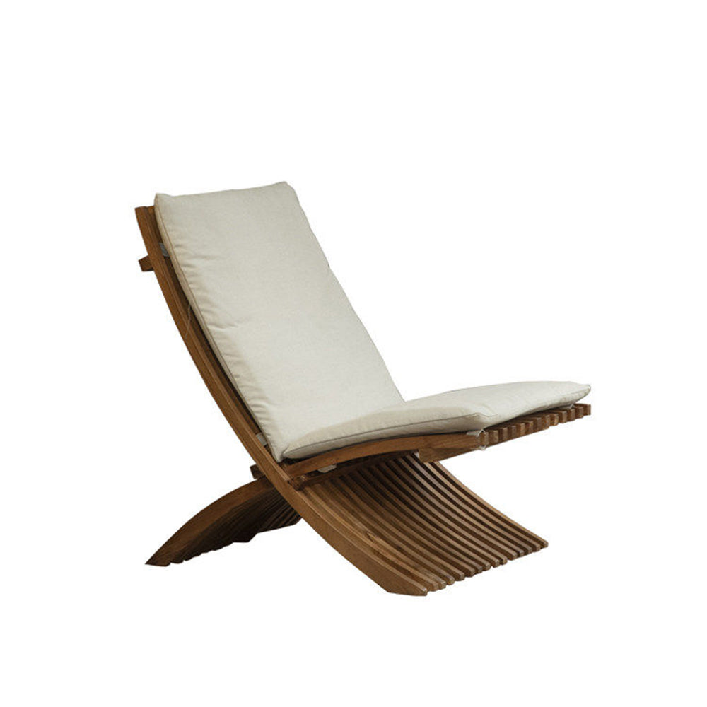 Modern Curved Solid Wood Lounge Chair with Sculptural Slatted Design