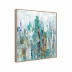 Load image into Gallery viewer, Handmade Abstract Canvas Wall Art – Aqua and White Brushstroke Painting with Gold Highlights
