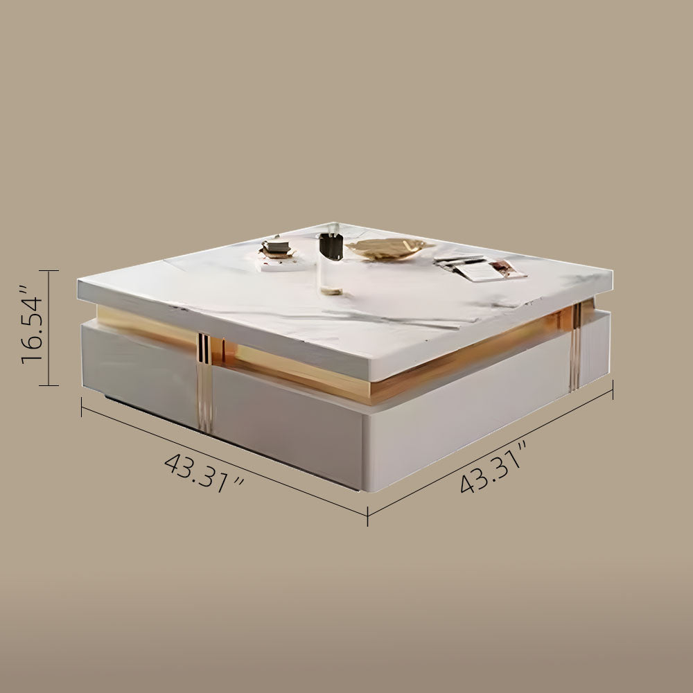 Modern 51" Square Coffee Table Luxury Finish for Contemporary Living Rooms