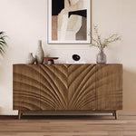 Load image into Gallery viewer, Modern Wooden Sideboard with Sculpted Wave Front Contemporary Storage Cabinet
