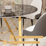 Load image into Gallery viewer, Round Marble Dining Table Modern Gold Metal Base with Lazy Susan
