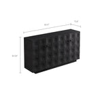 Load image into Gallery viewer, 62.4&#39;&#39;Vintage Embossed Sideboard Black Wood Storage Cabinet Textured Carved Front Mid Century Accent
