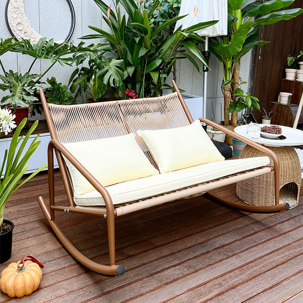 Outdoor Woven Rocking Chair with Cushions