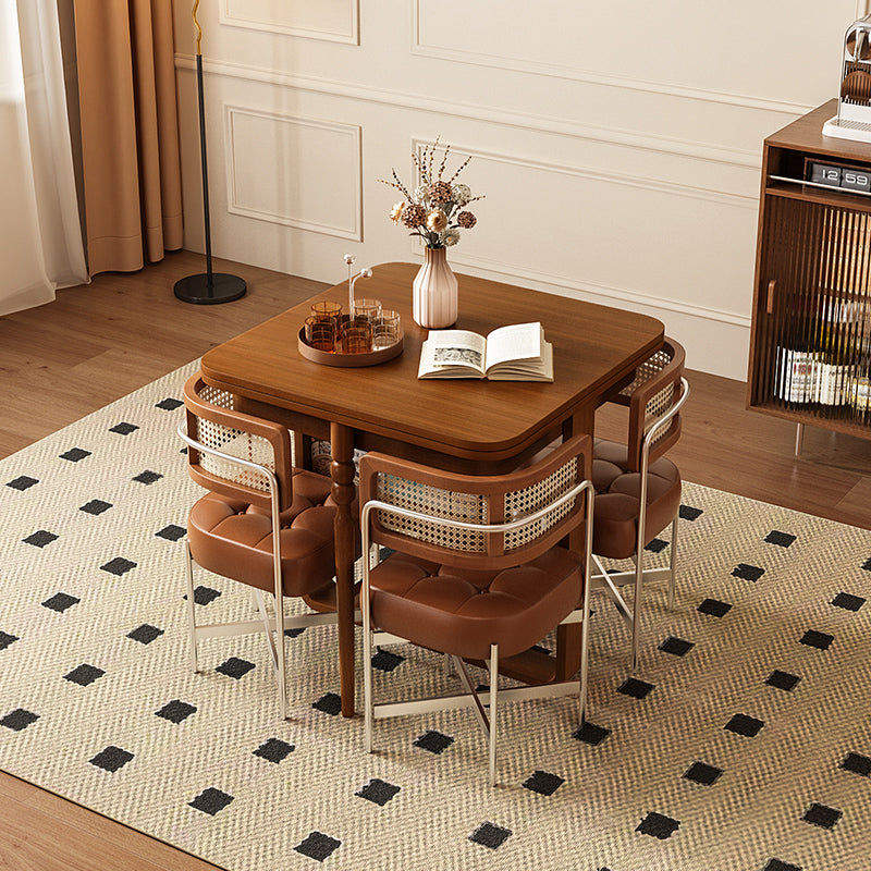 31.5″–63″ Extendable Dining Table Built-in Storage Rounded Tall Legs