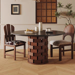 Load image into Gallery viewer, Round Dining Table Solid Wood Base and Slate Top Elegant Dining Room Furniture
