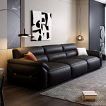 Load image into Gallery viewer, Modern Black Leather Sofa Oversized Low-Profile Design with Wide Armrests
