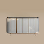 Load image into Gallery viewer, 58.5&quot; Elegant and Modern White and Gold Sideboard Cabinet with Ample Storage
