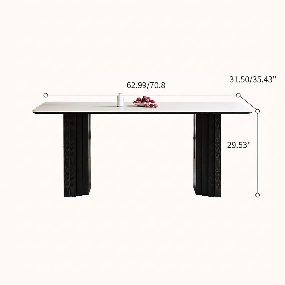 Modern Rectangular Dining Table with White Sintered Stone Top