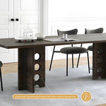 Load image into Gallery viewer, Rectangular Dining Table Solid Wood Walnut Veneer Base Scratch Resistant Sintered Stone Top Modern Elegant Design
