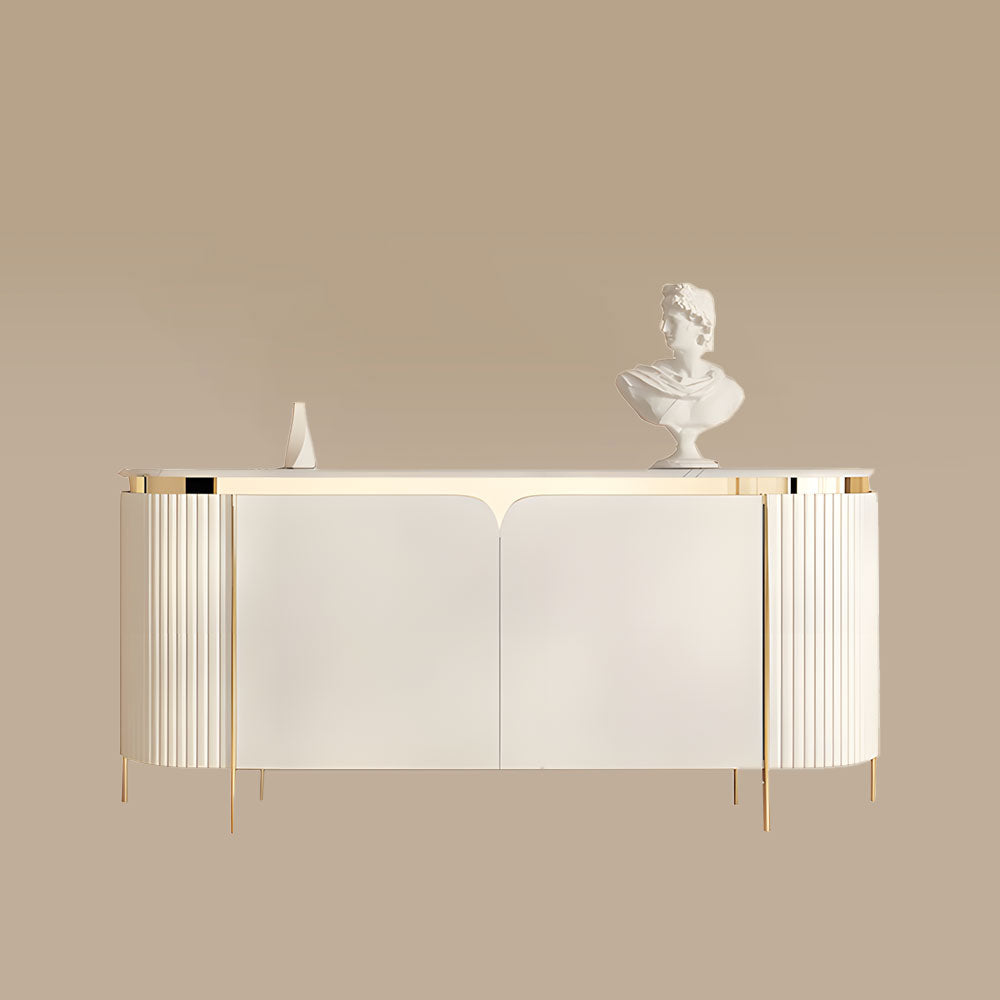 58.5'' White & Gold Contemporary Sideboard with Adjustable Shelves