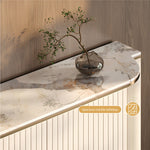 Load image into Gallery viewer, 54.6&quot; Elegant Cream White Sideboard Buffet Cabinet with Adjustable Shelves
