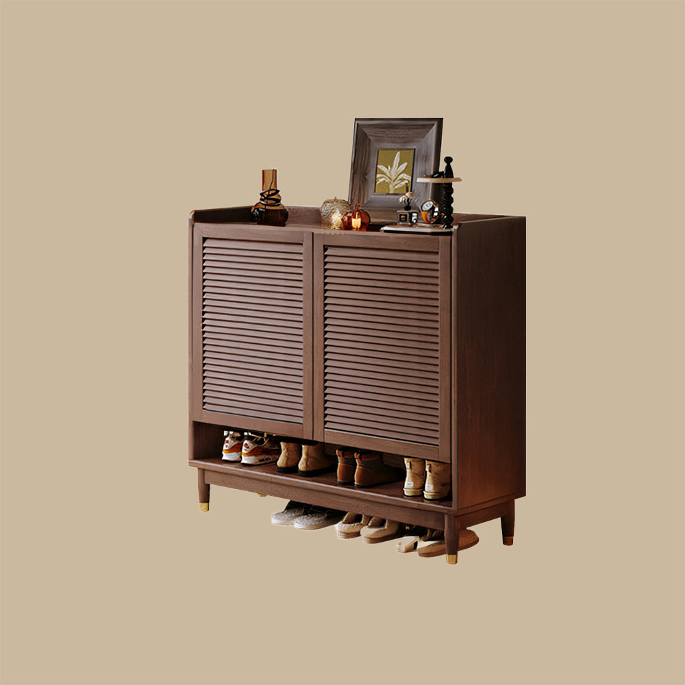 31.4''/47.2'' Modern Wooden Shoe Cabinet with Louvered Doors Large Capacity Entryway Storage Organizer