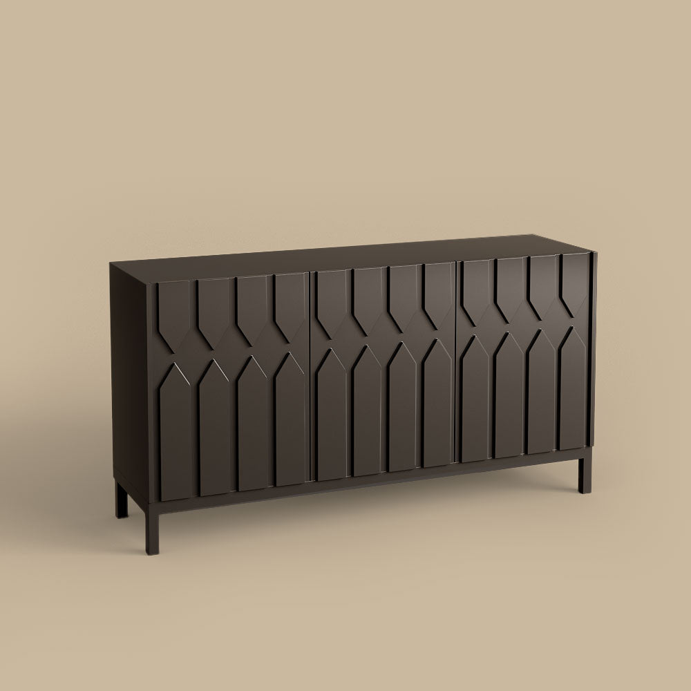 55.1'' Modern Geometric Black Sideboard Cabinet with Decorative Doors and Spacious Storage