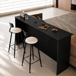 Load image into Gallery viewer, Contemporary Luxury Sintered Marble Slat and Lacquering Steel Panel Craftsmanship Bar Corner Table Set Collection
