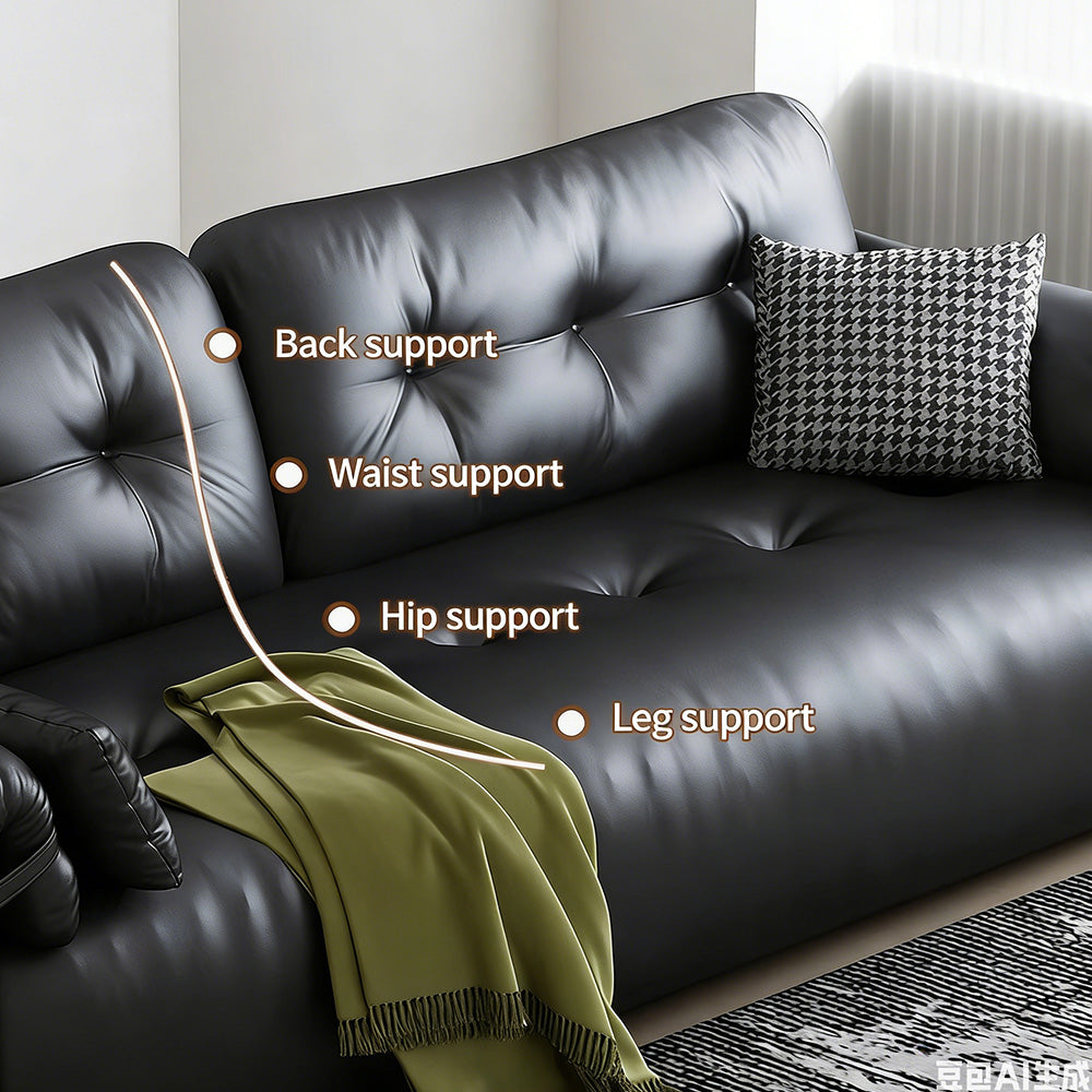 Modern Faux Leather Sofa Bed Convertible Sleeper Sofa Minimalist Folding Couch for Living Room